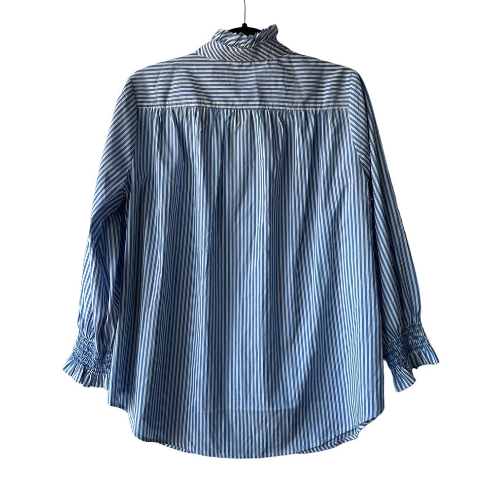 Tuckernuck Teagan Popover Top Blue White Stripe - Picture 3 of 5